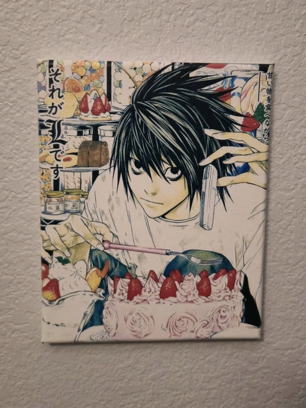 L Death Note Anime Manga Canvas Art Print Multicolor & Black